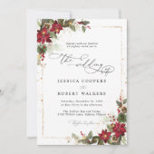 Rustikale Pine Poinsettia Weihnachtsfeier mit Blum Einladung (Vorderseite)