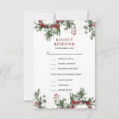 Rustikale Pine Red Floral Weihnachten Hochzeit RSVP Karte (Vorderseite)