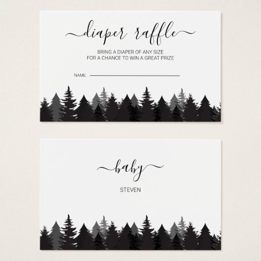 Rustikale Pine Tree Babydusche Windelwaschkarten (Vorne & Hinten)