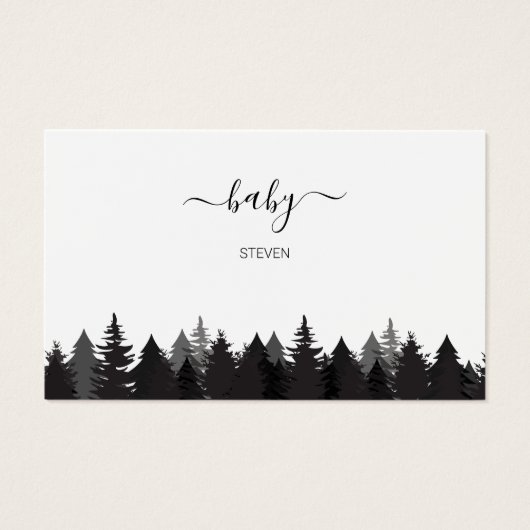 Rustikale Pine Tree Babydusche Windelwaschkarten (Rückseite)