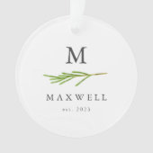 Rustikale Pine Tree Blätter Monogramm Weihnachten Ornament (Vorderseite)