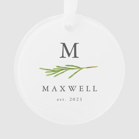 Rustikale Pine Tree Blätter Monogramm Weihnachten Ornament (Vorderseite)