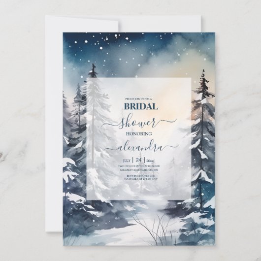 Rustikale Pine Tree Bridal Einladung (Vorderseite)