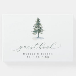 Rustikale Pine Tree Calligraphy Wedding Gästebuch