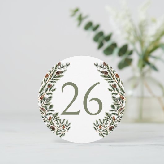 Rustikale Pine Tree Cone Winter Forest Tischnummer (Stehend Vorderseite)