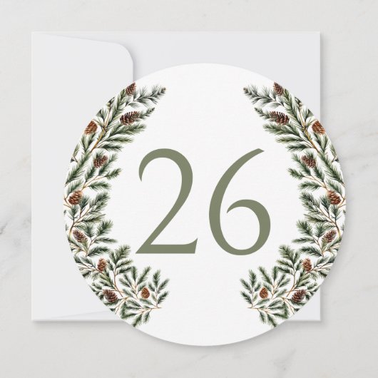 Rustikale Pine Tree Cone Winter Forest Tischnummer (Rückseite)