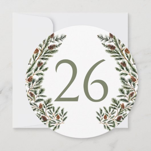 Rustikale Pine Tree Cone Winter Forest Tischnummer (Vorderseite)
