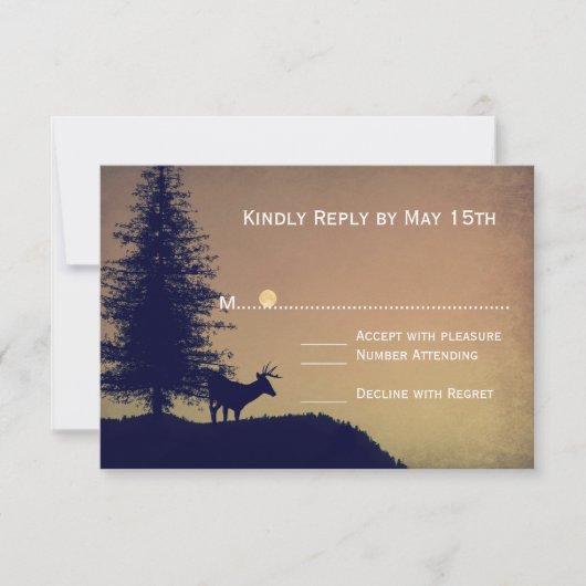 Rustikale Pine Tree Country Wedding RSVP Cards Karte (Vorderseite)