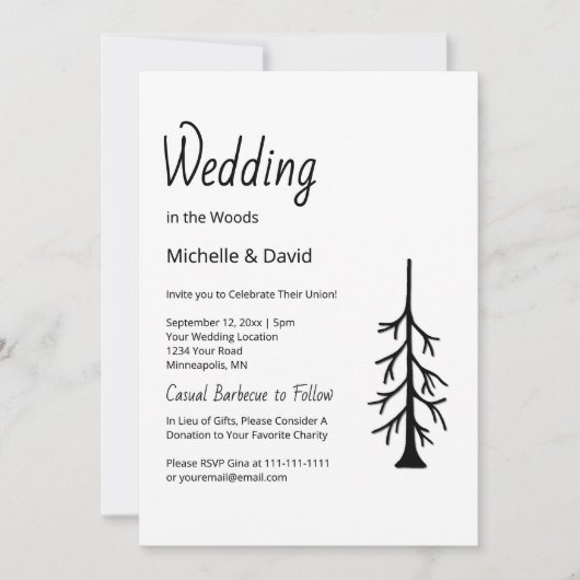 Rustikale Pine Tree Einfache Typografie Lässige Ho Einladung (Vorderseite)