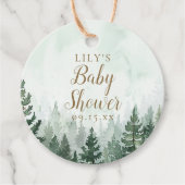 Rustikale Pine Tree Forest Baby Dusche Geschenkanhänger (Vorderseite)