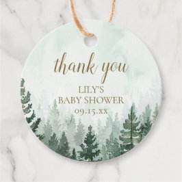 Rustikale Pine Tree Forest Baby Dusche Geschenkanhänger