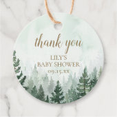 Rustikale Pine Tree Forest Baby Dusche Geschenkanhänger (Vorderseite)