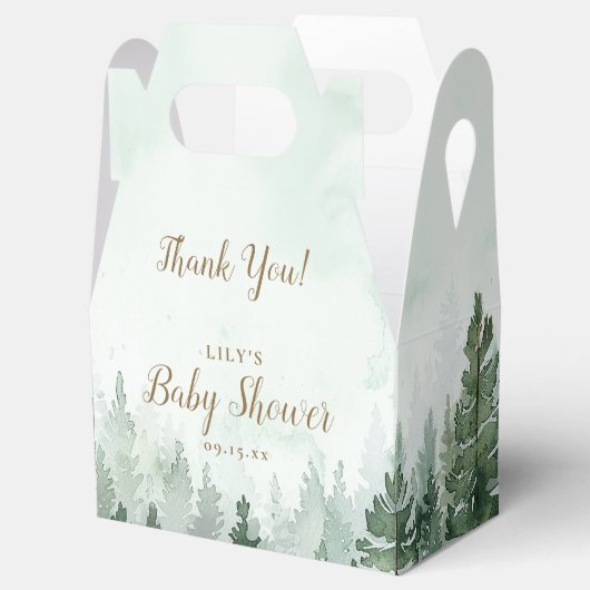 Rustikale Pine Tree Forest Baby Dusche Geschenkschachtel (Geöffnet)