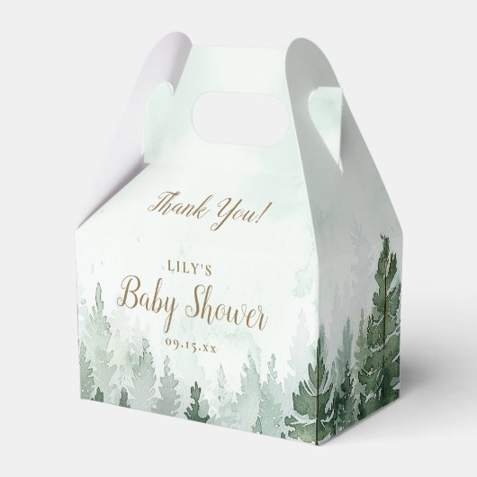 Rustikale Pine Tree Forest Baby Dusche Geschenkschachtel (Vorderseite)