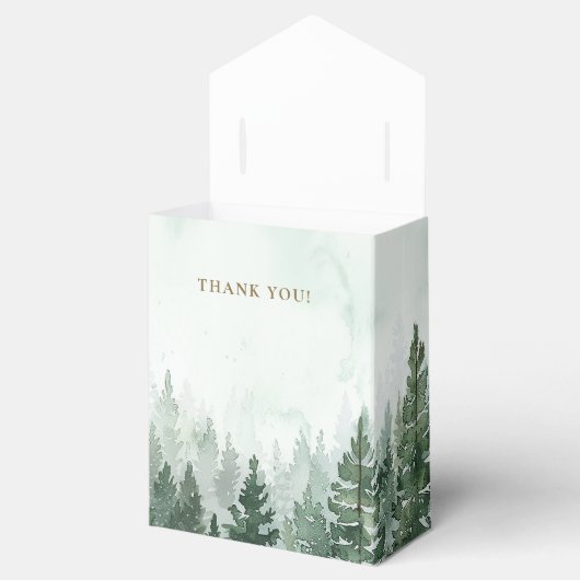 Rustikale Pine Tree Forest Baby Dusche Geschenkschachtel (Geöffnet)