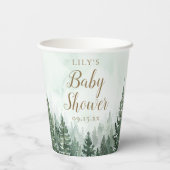 Rustikale Pine Tree Forest Baby Dusche Pappbecher (Rückseite)