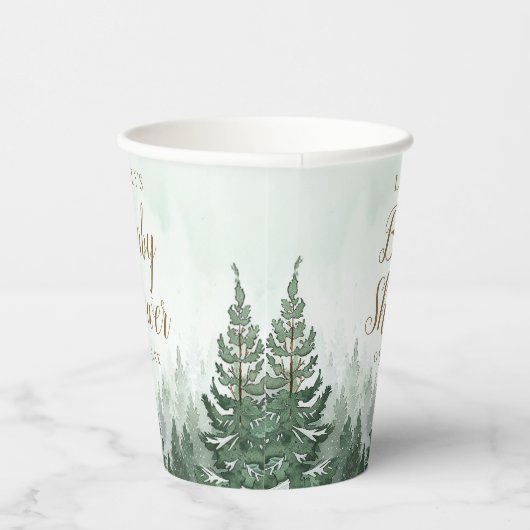 Rustikale Pine Tree Forest Baby Dusche Pappbecher (Rechts)