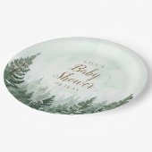 Rustikale Pine Tree Forest Baby Dusche Pappteller (Schrägansicht)