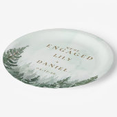 Rustikale Pine Tree Forest-Engagement-Partei Pappteller (Schrägansicht)