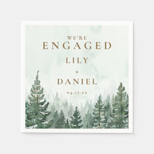 Rustikale Pine Tree Forest-Engagement-Partei Serviette (Vorderseite)