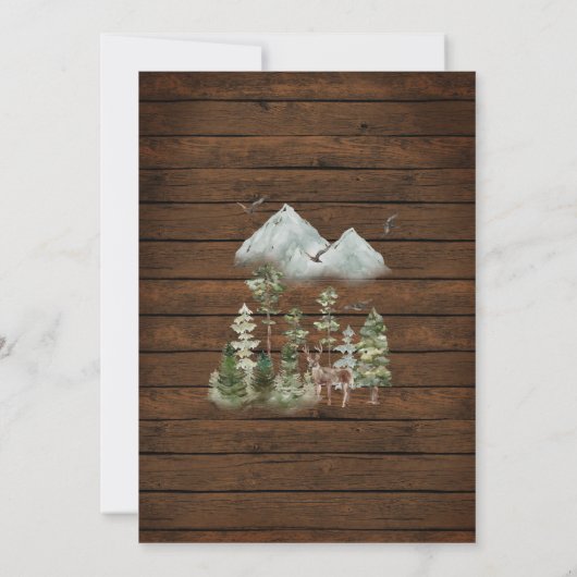 Rustikale Pine Tree Housewarming Sweet Zuhause Einladung (Rückseite)