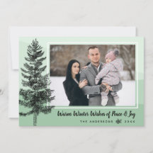 Rustikale Pine Tree Mint Holiday Foto Grußkarte