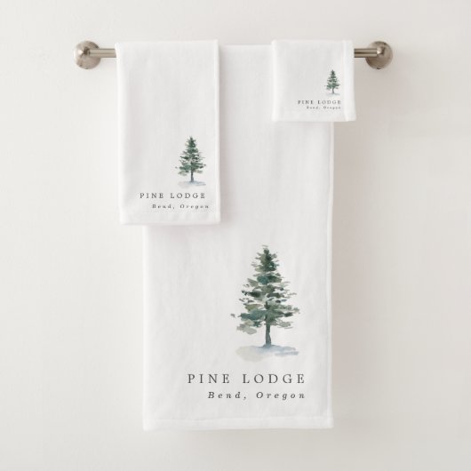 Rustikale Pine Tree Motel Business Guest Badhandtuch Set (Insitu)