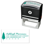 Rustikale Pine Tree Skriptbezeichnung & Rücksendea Permastempel (Beispiel)