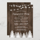 Rustikale Pine Tree String Lights Engagement Party Einladung (Vorne/Hinten)