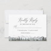 Rustikale Pine Tree Wedding RSVP Card (Vorderseite)