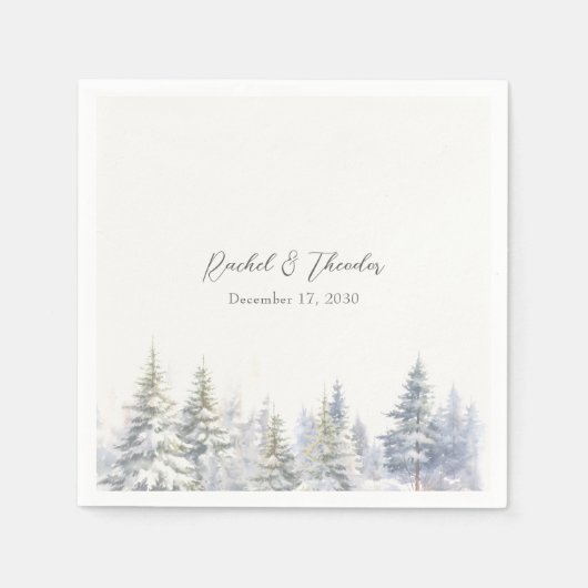 Rustikale Pine Tree Wedding Serviette (Vorderseite)