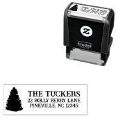 Rustikale Pine Tree Weihnachtsfeier Rücksendeadres Permastempel (Beispiel)