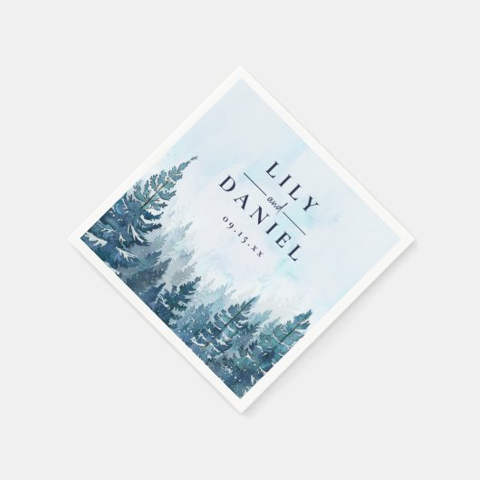 Rustikale Pine Tree Winter Forest Wedding Serviette (Ecke)