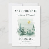 Rustikale Pine Tree Winter Wedding Save the Date Einladung (Vorderseite)
