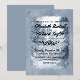 Rustikale Pine Trees Blue Winter Wonderland Weddin Einladung