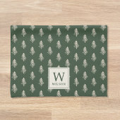 Rustikale Pine Trees Familienname Monogram Weihnac Geschirrtuch