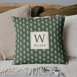 Rustikale Pine Trees Familienname Monogram Weihnac Kissen