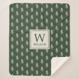 Rustikale Pine Trees Familienname Monogram Weihnac Sherpadecke