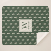 Rustikale Pine Trees Familienname Monogram Weihnac Sherpadecke (Vorderseite (Horizontal))