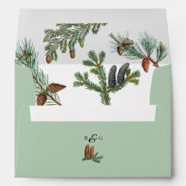 Rustikale Pine Trees Grüne 12x18 Wedding Einladung