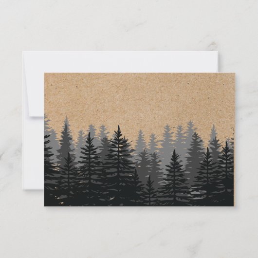Rustikale Pine Trees Kraft Winter Reply Card Einladung (Rückseite)