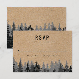 Rustikale Pine Trees Kraft Winter Reply Card Einladung