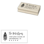 Rustikale Pine Trees Script Rücksendeadresse Gummistempel (Stempel)