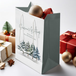 Rustikale Pine Trees Weihnachten Personalisiert Mittlere Geschenktüte