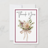 Rustikale Pine Winter Bouquet Wedding Dankeskarte (Vorderseite)