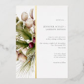 Rustikale Pine Winter Bouquet Wedding Folieneinladung (Vorderseite)