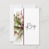 Rustikale Pine Winter Bouquet Wedding RSVP Karte (Vorderseite)