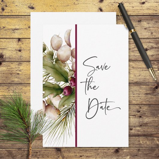 Rustikale Pine Winter Bouquet Wedding Save The Date