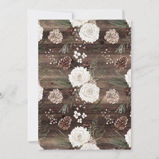 Rustikale Pine Winter Wedding Einladung (Rückseite)