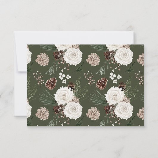 Rustikale Pine Winter Wedding QR Code RSVP Karte (Rückseite)